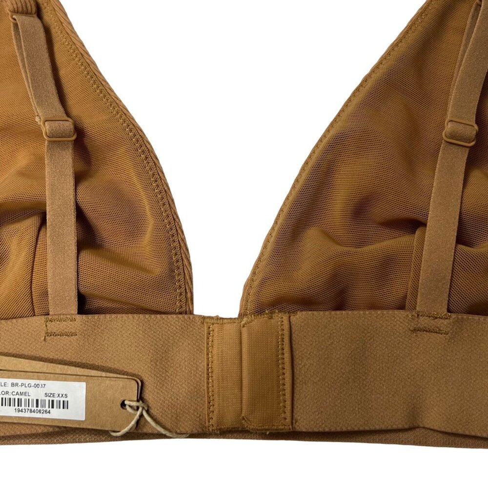 SKIMS Cotton Rib Plunge Bralette Camel Womens XXS - Picture 6 of 12